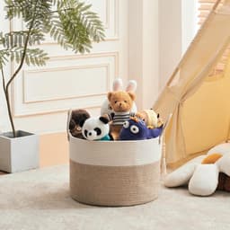 Grote Vlechtwerk Wasmand van 65 Liter, Opbergmand voor Dekens en Speelgoed, Ideaal voor Woonkamer en Kinderkamer, 50 x 33 cm, Bruin — thumbnail 5