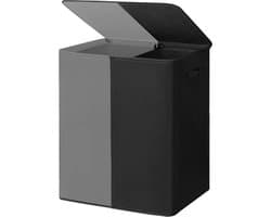 DnA® Wasmand 2 Vakken - Wasmand - Wassorteerder - Dubbele Wasmand - Grijs/Zwart - 63cm x 36cm x 68cm