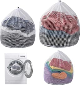 Set van 3 herbruikbare wasnetten voor delicate was, ideaal voor kleding, ondergoed en sokken, met trekkoord en duurzaam ontwerp — thumbnail 1