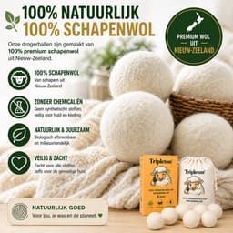 Tripleton® XXL Wollen Drogerballen – 6 Stuks – Herbruikbare Wasdrogerballen – Wasbollen – Dryer Balls – Wasballen — thumbnail 4