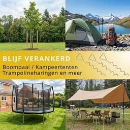 Spiraal Grondanker Set – 3 Stuks (40cm – Zware Grondschroef voor Tent & Tarp – Haringen Camping / Honden Anker / Boom Verankering – Inclusief Touwen & Banden — thumbnail 2