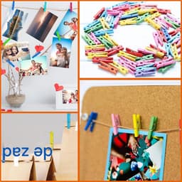GELLDG Houten Wasknijpers - Mini Klemmen - 10 Kleuren Natuurlijk Hout - Met Roestvrijstalen Veer - 100 Stuks - Geschikt voor Waslijn En DIY Decoratie - Multicolor — thumbnail 2