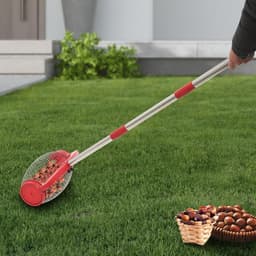 Notenverzamelaar Met Opbergzak - Fruitplukker Rolbal - Buiten Verzamelwerk - Verstelbare Lengte - 15 Liter - Zilver Rood — thumbnail 2