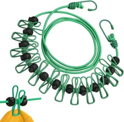 Reiswaslijn - Kleding droger - Kleding drogen - Winddichte clips - Tot 3.7 meter - Groen — thumbnail 1