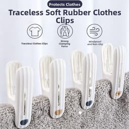Plastic wasknijpers - Antislip clips - Was ophangen - Zachte rubberen kaken - 12 stuks - Diepblauw beige — thumbnail 3
