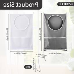 Hanging Waszakken Set van 2, 77x50cm Opbergmand voor Wasgoed, Inclusief Rvs en Zelfklevende Haken voor Thuisgebruik — thumbnail 4
