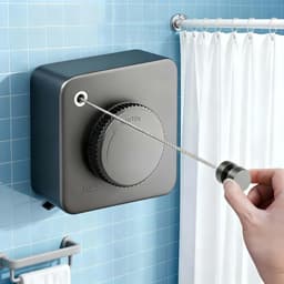 Uitschuifbare Waslijn voor Binnen & Buiten – 4.2 meter Lange, Niet-Doorhangende, Robuuste RVS-Waslijn voor Appartementen- Ook zonder boren - Badkamers, Balkons & Camperwanden – Ruimtebesparende Waslijn - Binnen en Buiten — thumbnail 1