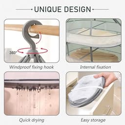 Dit dubbellaagse, opvouwbare kledingrek van 80 cm (31,5 inch) bespaart ruimte en kan worden gebruikt om truien en andere kleding te drogen. Het heeft een ingebouwd bevestigingsmechanisme en is geschikt voor het drogen van kleding, — thumbnail 3