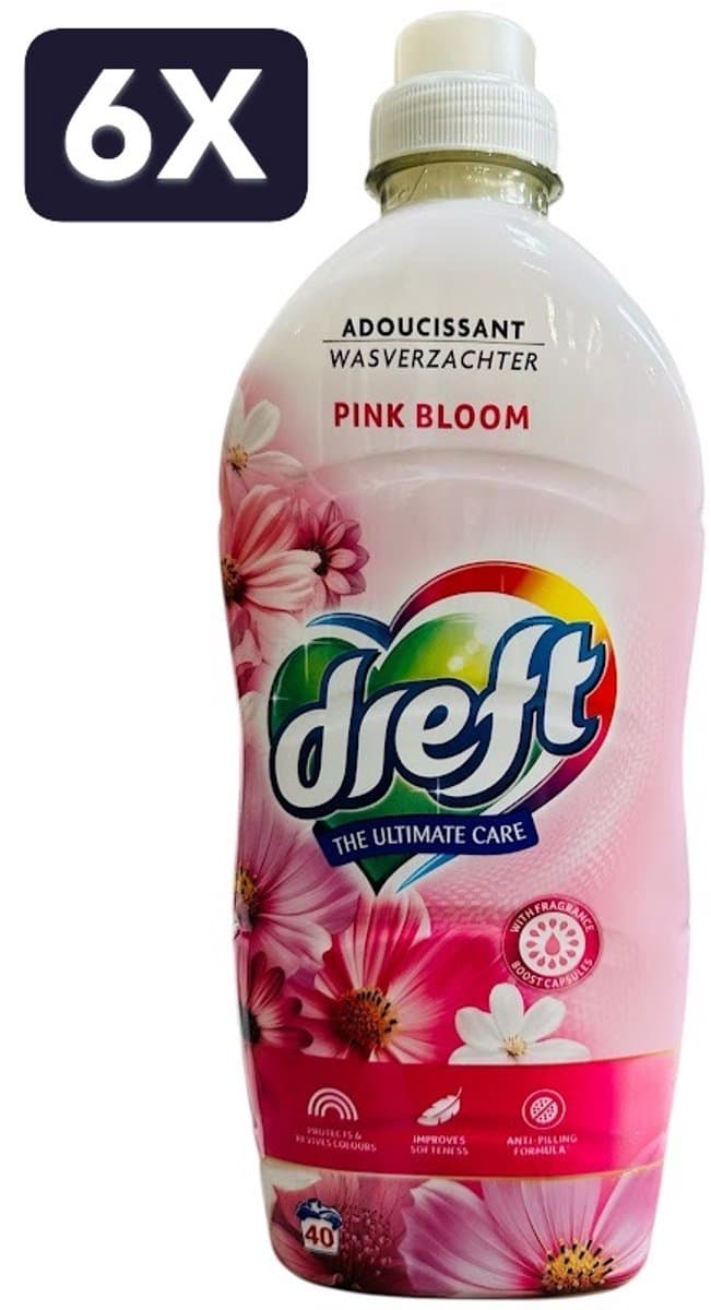 6 x Dreft Wasverzachter - 40sc/1L - ultimate care pink bloom — afbeelding 1