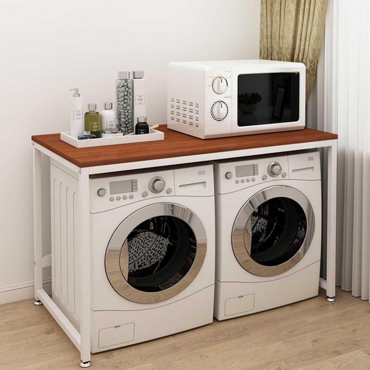 Droger Stand Dubbel - Opbergrek Wasmachine - Wasmachine Organiseren - Verdikte Stabiele Plaat - 128 x 60 x 99 cm — afbeelding 1