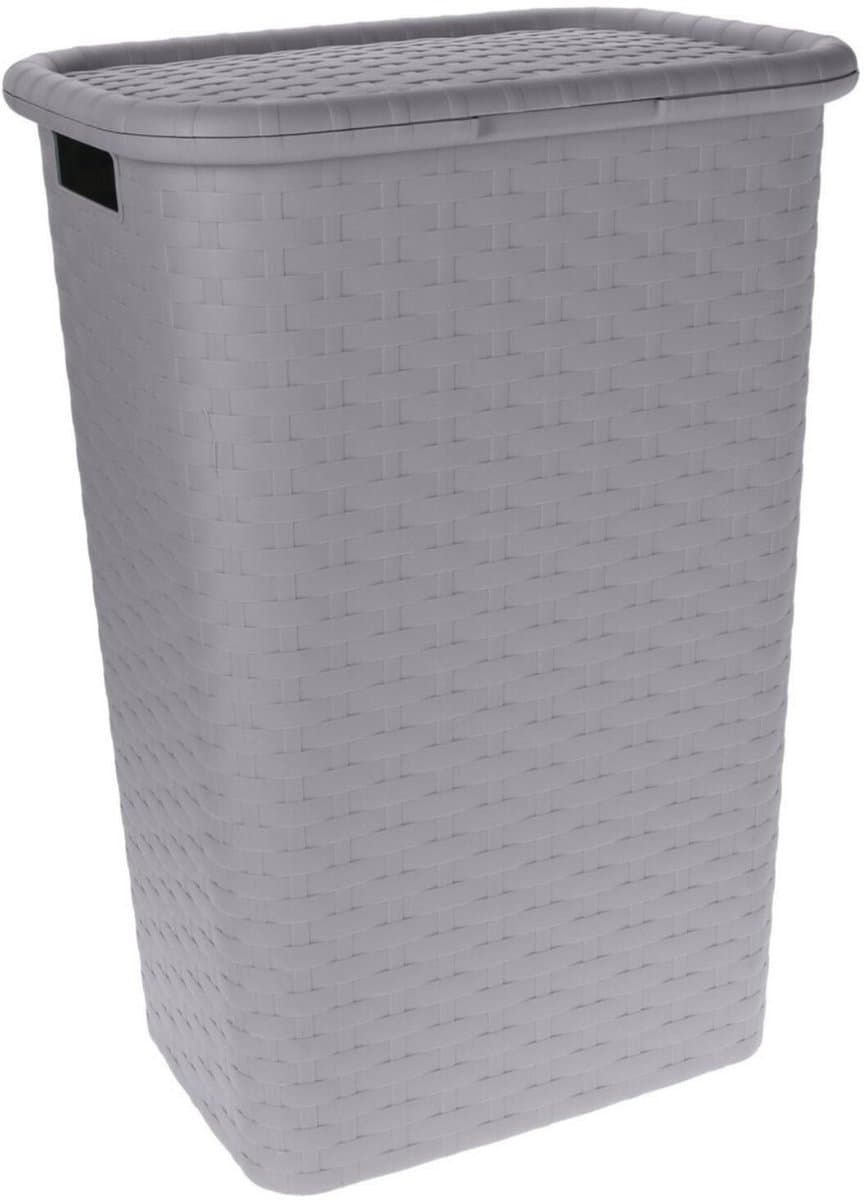 Benson Wasmand - rotan - met deksel - lichtgrijs - 60 liter - 33 x 44 x 60 cm - kunststof — afbeelding 1