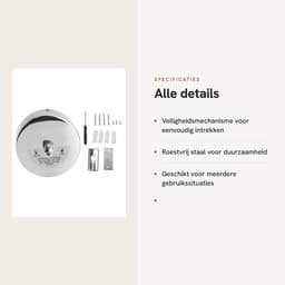 Dailygoods- Waslijn Zware Kwaliteit - Intrekbaar - Roestvrij Staal - Veiligheidsmechanisme - Voor Binnen/Buiten - 3,8 m Lengte - Kledingdrooglijn — thumbnail 5