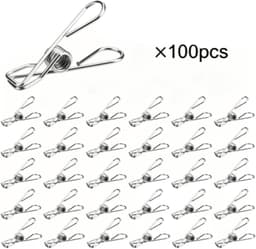 Wasknijpers - Roestvrijstalen clips - Kleine metalen clips - Antislip clips - Geschikt voor handdoeken, sokken, ansichtkaarten en snackzakjes - 100 stuks per verpakking - Zilver — thumbnail 1