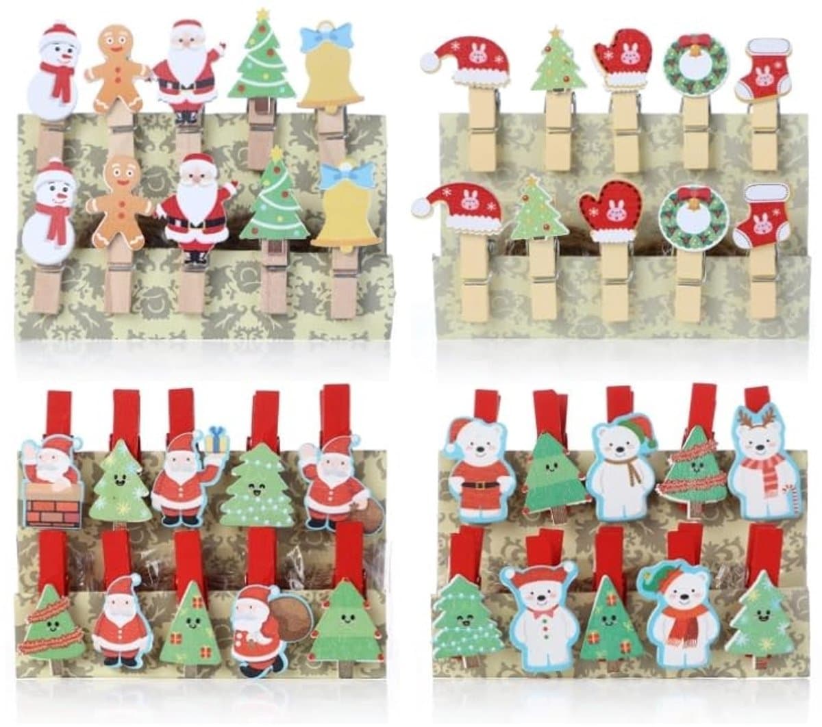 Dailygoods- Knijpers Hout 40 Stuks - Decoratieve Sierklemmen - Kerstmis - Mini Knijpertjes - Duurzaam - Jute Koord - Decoratieve Clips — afbeelding 1