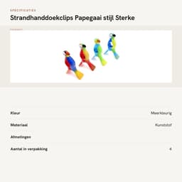 Dailygoods- Strandhanddoek Clips - 4x Papegaaienstijl - Grote Haringen - Voor Ligbedden/Ligstoelen - Max. 6,3 cm Opening - Stevig Kunststof - Handdoekclips — thumbnail 3