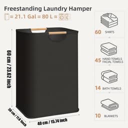 Wasmand - wasmand - opbergmand - kledingmand - opvouwbaar - geschikt voor het opbergen van kleding en speelgoed - slaapkamer - badkamer - woonkamer - kinderkamer - zwart - 40*30*60cm — thumbnail 5
