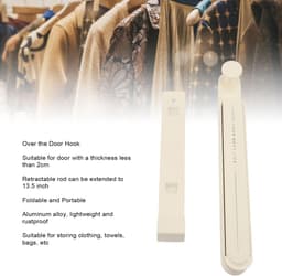 Dailygoods- Droogrek - Over de Deurhanger - Intrekbare Stang - Opvouwbaar - Draagbaar - Aluminiumlegering — thumbnail 2