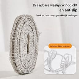 Kampeer Kledinglijn - Waslijn Buiten - Kleding Drogen - Windproof Ontwerp - 5 Meter - Grijs — thumbnail 2