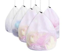 Wäschesäcke Set - Wäschebeutel Waschmaschine - 6 Stuks Diverse Maten - Kordelstopper en Ademend Net - Voor Babykleding Reizen en Delicate Was - Wit