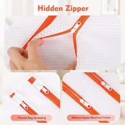 3-delige wasnetset, dubbellaags wasnet met ritssluiting, Geschikt voor bh's en sokken - wit (30 x 30 cm, 40 x 40 cm, 50 x 50 cm) — thumbnail 5