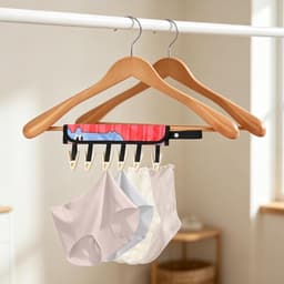 Draagbare drooglijn - Kleding organizer - Reizen en drogen - Vouwbaar met 6 clips - 38.6 x 19.2 cm - Blauw — thumbnail 2