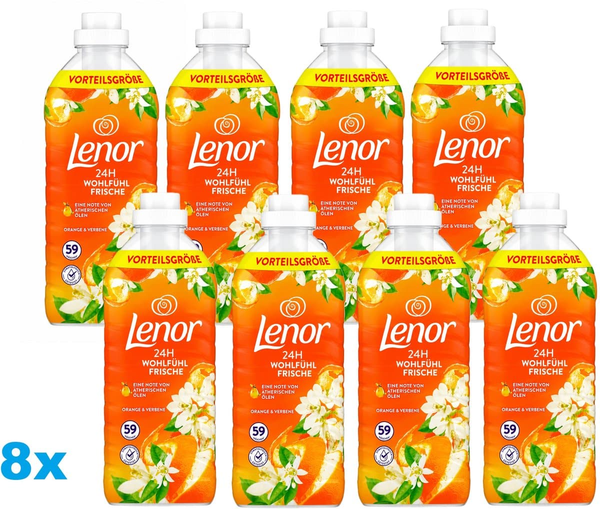 Lenor Wasverzachter Orange & Verbena – 8 x 59 Wasbeurten – Voordeelverpakking – 8 Stuks — afbeelding 1