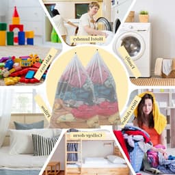 Waszakken 60x90cm, 2 Stuks, Mesh Waszakken voor Kleding, Ondergoed, Sokken en Babykleding, Duurzaam en Herbruikbaar met Trekkoord — thumbnail 3