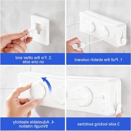 Verstelbare Waslijn van RVS 5.1m met Dubbele Draad en Spanning Regelaar voor Muurmontage, Ideaal voor Buitendrogen en Ruimtebesparing — thumbnail 5