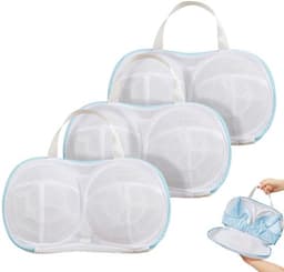 3 stuks - 20*34 cm - BH-waszakje - waszak - met kunststof steun - waszak van netstof - herbruikbare - ondergoed wasnet voor dames - BH-beschermer voor wasmachine - met rits - voor wasmachine - huishoudelijke artikelen - kledingbescherming - blauw — thumbnail 1