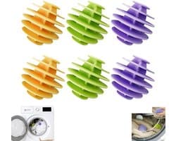 6 stuks - Zachte rubberen wasballen - Vlekverwijderende en anti-klit wasballen - Anti-klitmiddel voor voorlader wasmachines - Willekeurige kleur - Wasballen voor donsjassen - Wasballen speciaal voor wasmachines — afbeelding 1
