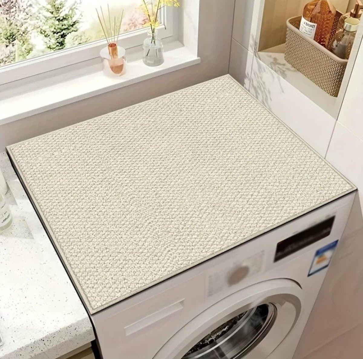 Wasmachine Beschermer - 60 x 60 cm - Wasmachine Droger Mat - Wasmachine Hoes - Afdekking Voor Wasmachine of Droger - Apparaten Beschermen - voor Wasmachine, Droger, Koelkast, Kleine Meubels - Beige — afbeelding 1