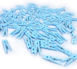 Mini Wasknijpers - Kleding Pins Plastic - Babyshower Decoraties - 100 Stuks Pak - 3.2 cm - Blauw — thumbnail 3