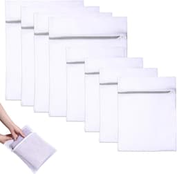 Set van 8 waszakken voor de wasmachine – Fijne wasnetten 30x20cm & 30x40cm – Herbruikbare beschermende waszakken voor lingerie, sokken en babykleding — thumbnail 1