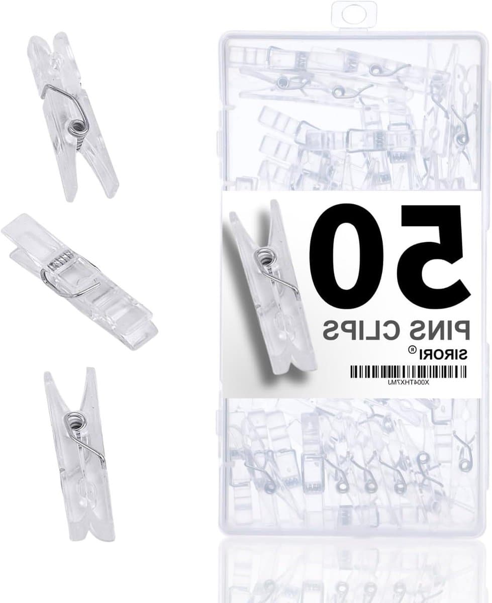 Mini wasknijpers - Kleine knijpers - Decoratie en knutselen - Duurzame kunststof - 50 stuks - Helder — afbeelding 1