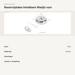 Dailygoods- Waslijn Uittrekbaar - Roestvrij Staal - Drooglijn Buiten - Waslijn voor Badkamers - Waslijn voor Hotels - Draagkracht 10 kg — thumbnail 2