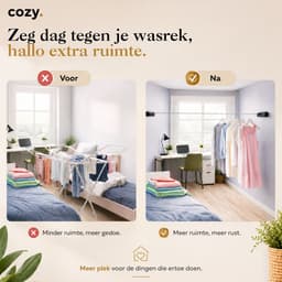 cozy.® Waslijn Uittrekbaar - Waslijndraad met stalen kern - Ook zonder boren - Wasdraad - Roldrooglijn - Drooglijn - Ruimtebesparend - 8.4 m (2x 4.2m) Drooglengte - Binnen en Buiten - Zwart — thumbnail 5