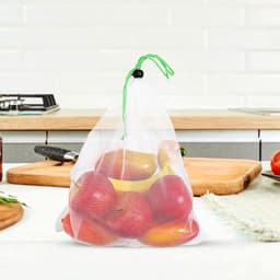 Fruitnet Set - Mesh Zakken - Vers Houden - Ademend Materiaal - 35x30CM 6 Stuks - Wit — thumbnail 2