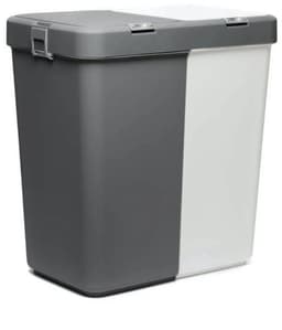 Wasmand - Wassorteerder - Wasmand opvouwbaar - Wasbox - Wasmand met touch deksel - Sumpas Wasmand - 2 vakken -80 Liter - 100% gerecycled plastic - Antrasit/Wit — thumbnail 1
