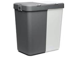Wasmand - Wassorteerder - Wasmand opvouwbaar - Wasbox - Wasmand met touch deksel - Sumpas Wasmand - 2 vakken -80 Liter - 100% gerecycled plastic - Antrasit/Wit — afbeelding 1
