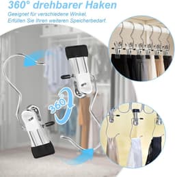 Wasknijpers Roestvrij Staal - Kledingklemmen Metalen Clips - Kleding Ophangen - 360 Graden Draaibare Haak - 35 stuks - Zwart — thumbnail 3