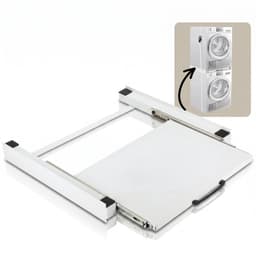 Morelia® Tussenstuk Wasmachine Droger - Inclusief Uitschuifbare Werkplank & Spanband - Stapelkit Wasmachine Droger - Universeel - Wit — thumbnail 1