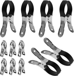 Grote RVS Kledingknijpers voor Handdoeken en Dikke Kleding - 12 Stuks, Ideaal voor Strandstoelen en Wasgoed, Inclusief Beschermhoes — thumbnail 1