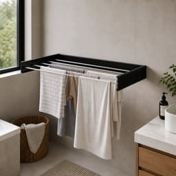 Vonia Wanddroogrek Inklapbaar 80 cm - Wasrek Hangend - 4m drooglengte - Droogrek Hangend - Zwart — thumbnail 2