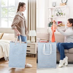 Grote Vouwbare Wasmand van 75L - Waterdichte Opbergmand voor Kleding, Speelgoed en Handdoeken in Badkamer en Wasruimte, Blauw — thumbnail 5