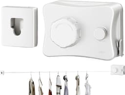 Intrekbare Waslijn - Drooghanger Binnen - Ruimte Besparen - Vergrendelt Zonder Doorzakken - 5.1 Meter - Wit — thumbnail 1