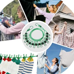 Winddichte Waslijn - Reis Waslijn - Kleding Drogen - Antislip Ontwerp - Tot 3.7 Meter - Groen — thumbnail 3