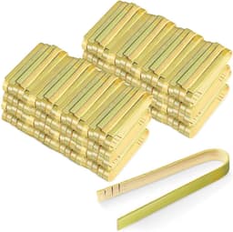120 Mini Kleine Bamboe Wegwerp Tang - Bambu Houten Buffet Huishoudelijke Bestek 4 Inch (Pack) — thumbnail 1