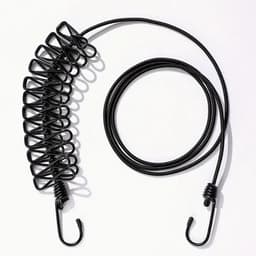 Draagbare Uittrekbare Waslijn met 12 Zwarte Wasknijpers voor Reizen Vakantie Hotel Outdoor - Elastische Waslijn 175-350 cm - Zwart %% — thumbnail 1