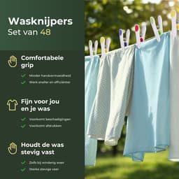 Gandria Wasknijpers 48 Stuks - Kunststof Wasknijpers - Set van 48 Plastic Knijpers - Wasrek Knijpers 10 Kg - 4 Kleuren — thumbnail 2