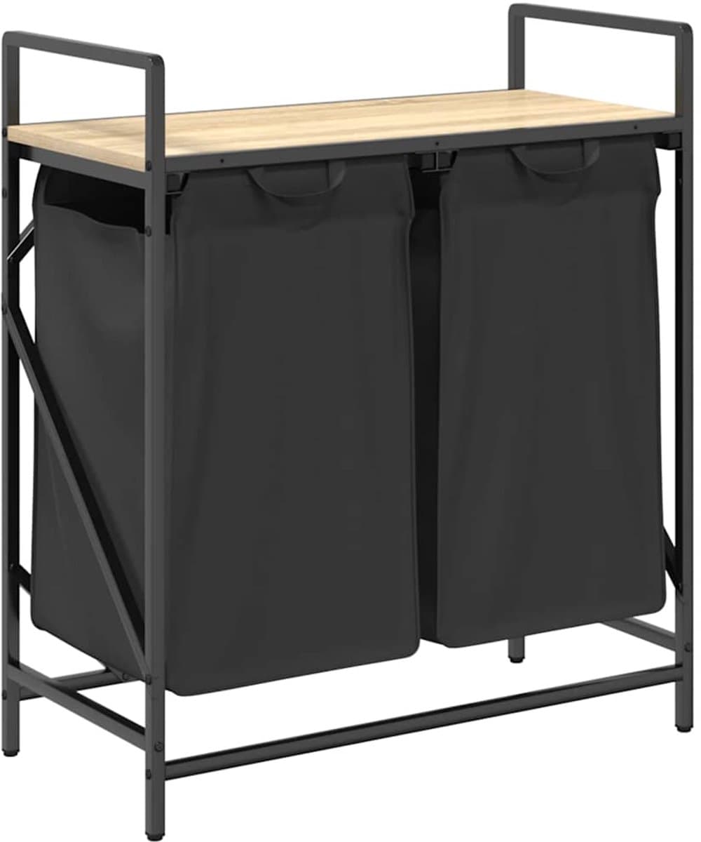 vidaXL - Wasmand - 2 - vakken - met - plank - sonoma - eikenkleurig — afbeelding 1